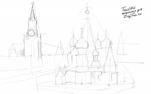 Как нарисовать Кремль карандашом поэтапно 2
