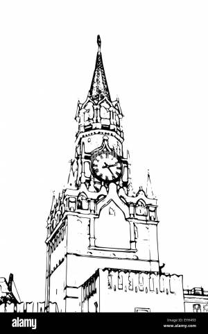 Раскраска Спасская башня Кремля для детей