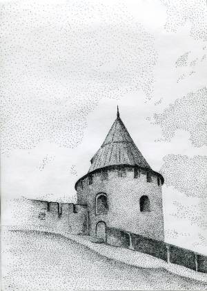 Dotwork illustration Великий Новгород, Кремль