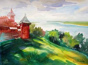 Картина акварель Нижний Новгород