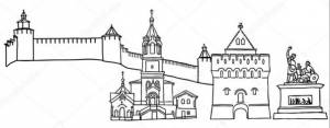 Нижегородский кремль рисунок раскраска