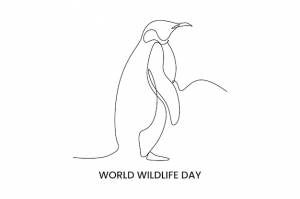 Непрерывный рисунок одной линии концепция всемирного дня дикой природы пингвинов дизайн векторной графической иллюстрации одной линии