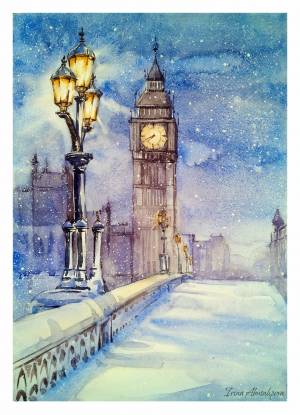 Иллюстрация Лондон в голубом в стиле академический рисунок