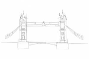 Непрерывный рисунок одной линии тауэрский мост в лондоне концепция ориентира дизайн векторной графической иллюстрации одной линии