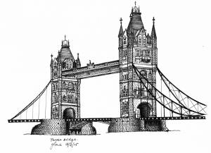 Тауэрский мост рисунок карандашом