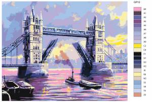 Картина по номерам, Живопись по номерам, набор для раскрашивания, раскраска 40 x 50, GP10, Тауэрский мост, Лондон, живопись, городской пейзаж, пароход, путешествие, море