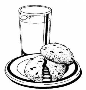 Раскраски печенье, Раскраска Печенье с молоком