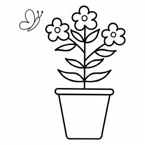 Раскраска Горшок с цветами для малышей
