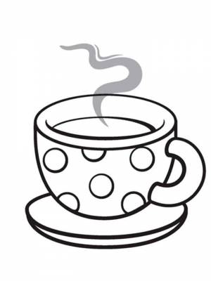 Раскраска Кружка черно белая для детей