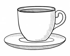 иллюстрация кофейной кружки, изолированной на белом фоне, рисунок вручную