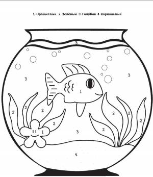 Раскраски Раскраска Рыбка в аквариуме