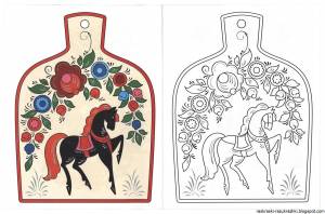Раскраска городецкая роспись