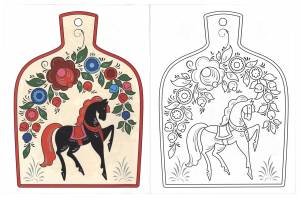 Городецкая роспись трафареты шаблоны