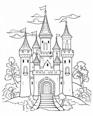 Раскраска замок для детей 4, 5, 6, 7, 8 лет