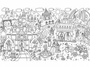 Набор BigRaskraski, Плакат-раскраска, Замки с принцессами