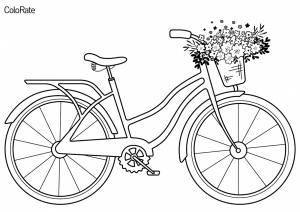 Раскраска Велосипед с корзиной цветов