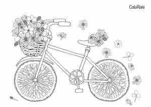 Раскраска Велосипед с цветами