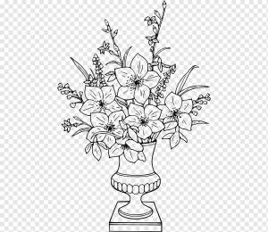 Книжка-раскраска Ваза Рисунок Цветок, ваза, белый, ребенок, карандаш png