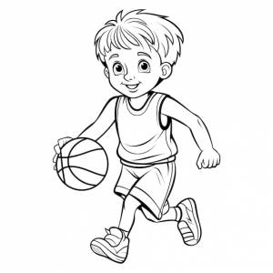 Раскраска дети играют в баскетбол