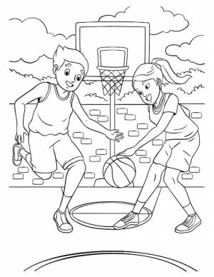 Баскетбол дети играют раскраски для детей