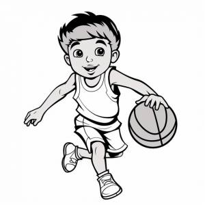 Баскетбольные дети учатся рисовать руками милые раскраски кавайи линейное искусство
