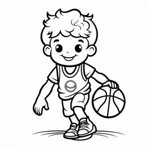 Баскетбольные дети учатся милый ангел плоский раскраски книга каваи линия искусства
