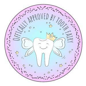 Зубная фея, наклейка зубной феи, официально одобренная зубной феей, детская наклейка, наклейка стоматолога