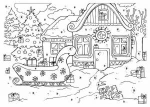 Раскраски Зимний домик для детей