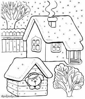 Раскраски о, Раскраска Зимний дом Дом