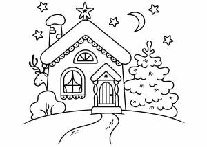 Раскраски Новогодние домики