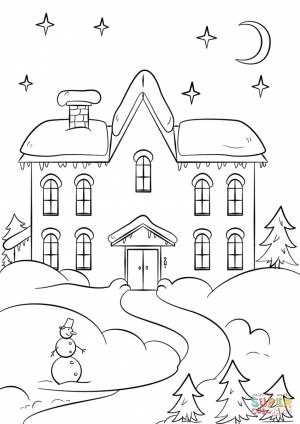 Раскраска Зимний дом
