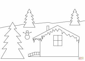 Раскраска Зимний домик