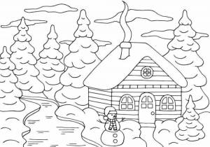 Домик зимой раскраска