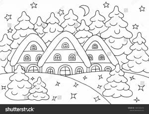 Раскраска зимний пейзаж