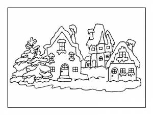Раскраска зимний пейзаж
