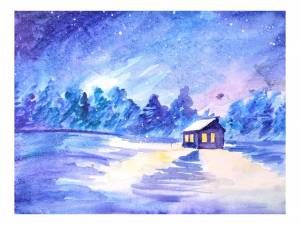 Дом рисунок зимний