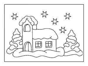 Раскраски пейзаж, Раскраска раскраски зимние домики раскраски зимние пейзажи раскраски домики раскраска домик Дом