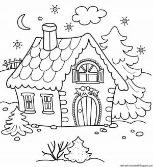 Раскраски Зимний домик для детей