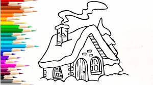 Как нарисовать ДОМИК ЗИМОЙ