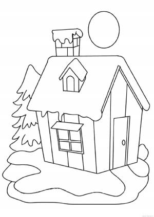 Дом зимний раскраска