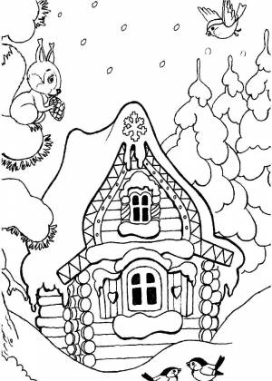 Раскраски Зимний домик