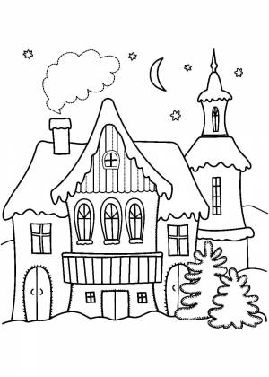 Раскраски Зимний домик