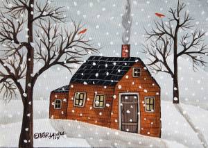 Дом рисунок зимний