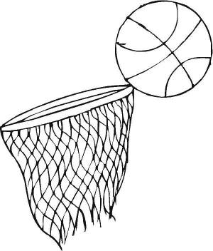 Раскраски мяч, Раскраска Баскетбольный мяч летит в корзину баскетбол