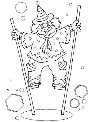 Раскраски Раскраска Клоун на ходулях цирк