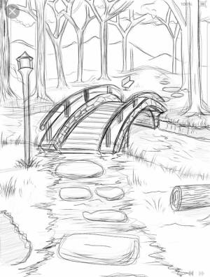 Мост рисунок карандашом