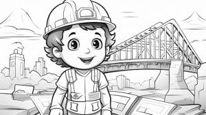 Простая книжка-раскраска engineer building bridge generative ai