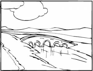 Раскраски Раскраска Мост через реку Природа детские