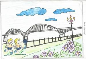 Саратовский мост рисунок детские