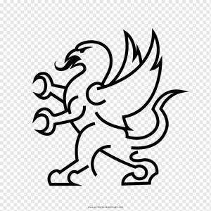 Черно-белая книжка-раскраска Drawing Line art, Грифон, белый, монохромный, позвоночный png
